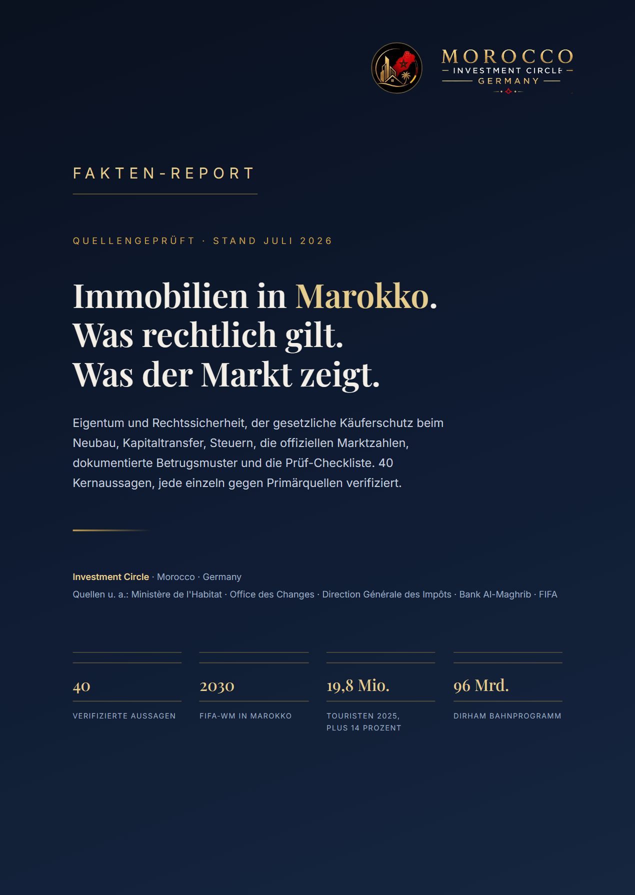 Titelseite des Marokko Fakten-Reports von Investment Circle